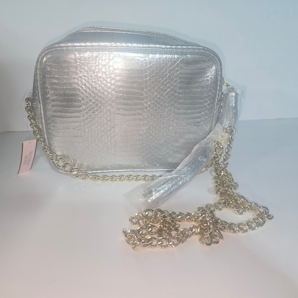 NWT Victoria's Secret Fashion Show Crossbody Bag Metallic Silver MSRP $70 - Picture 7 of 8